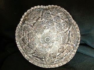 Large American Brilliant Abp Cut Glass Hobnail Bowl