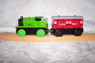 Thomas Wooden Railway Sodor Mail Car And Percy Hard At Work Set - Rare - Ages 3,