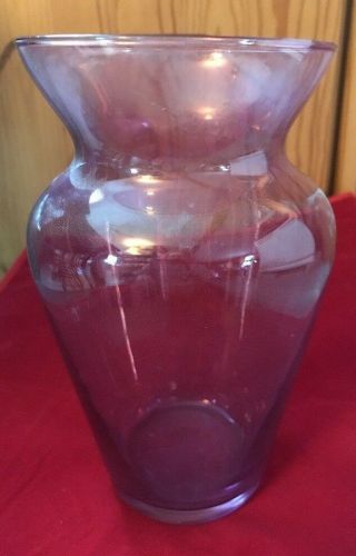Rueven Glass Hand Painted By Nouveau Art Glass Co.  Purple Vase 7 - 1/2 Inch