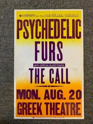 Psychedelic Furs Concert Poster The Call 1987 Greek Theatre