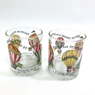 Libbey Vintage Country Fair Hot Air Balloon Race Cocktail Glasses 1960’s Rare