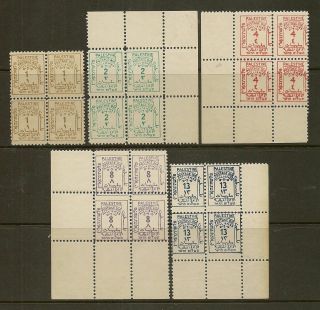 Palestine 1923 Postage Due Sgd1/5 Mnh Blocks Of 4