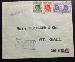1922 Hong Kong Post Office In Shanghai China Cover To St Gallen Switzerland