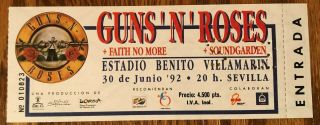 Guns And Roses Soundgarden Faith No More Ticket 1992/06/30 Seville,  Spain