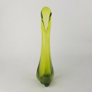 Vintage Mcm Green Swung Glass Vase 10.  75 " Tall