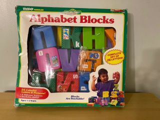 Vtg 1996 Complete Plastic Alphabet Blocks Letters Sesame Street Tyco