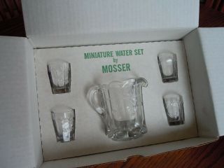 Vintage Mosser Lindsey Miniature Childs Water Pitcher & 4 Tumblers