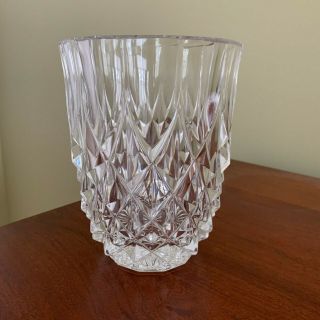 Val St.  Lambert " Nicole " Pattern Cut Crystal Vase - Made In Belgium