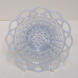 Imperial Sugar Cane Blue Opalescent Lace Edge Salad Plate Depression Glass 1935