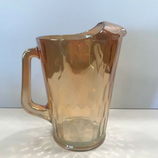 Vintage Jeannette Marigold Carnival Glass Honeycomb 9 " Ice Lip Pitcher