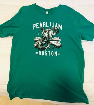Pearl Jam T - Shirt Official Boston 2018 Tour Fenway Park Green Snake Large