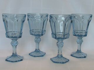 (4) Fostoria Virginia Light Blue Wine Glass 6 " Goblet 1980 