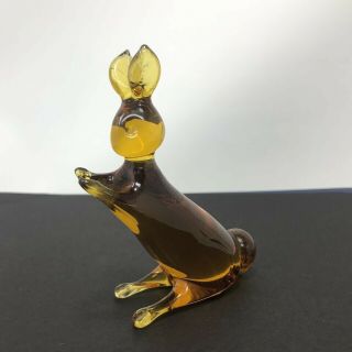 Kanawha Amber Hand Crafted Glass Standing Bunny Rabbit Dunbar Wv Vintage