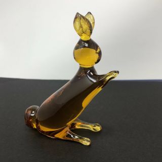 Kanawha Amber Hand Crafted Glass Standing Bunny Rabbit Dunbar WV Vintage 2