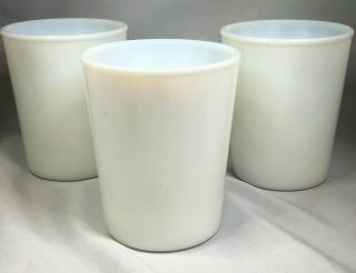 Vintage Set Of 3 White Milk Glass Glasses Opalescent Cups Juice 3.  5 " Tumbler