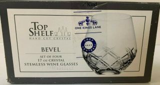 Top Shelf Crystal Bevel Cut Pattern Set Of 2 - 17 Oz - Seemless Wine Glasses