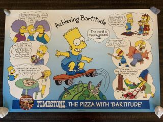 Vintage Tombstone Bart Simpson 1994 - 95 Poster Achieving Bartitude 36 " X 24 "