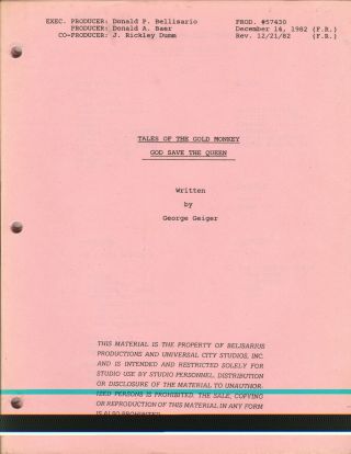 Tales Of The Gold Monkey Television Script God Save The Queen