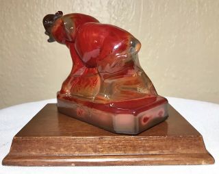 Vintage 1984 Marked Boyd Art Glass Zack The Elephant Figurine Bermuda Slag Red 2