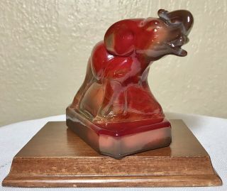 Vintage 1984 Marked Boyd Art Glass Zack The Elephant Figurine Bermuda Slag Red 3