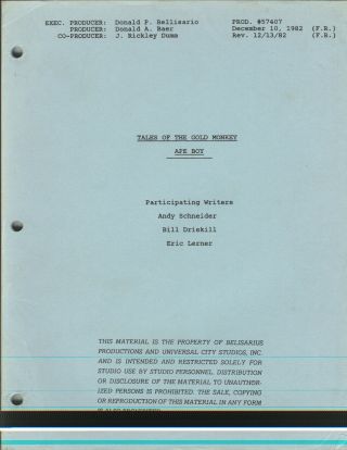 Tales Of The Gold Monkey Television Script Ape Boy