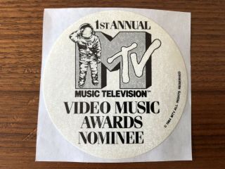 Mtv Music Award Television Bumper Sticker 1984 1st Annual Rare Nominee