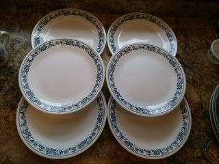 Corning Corelle - Old Town Blue - 10 - 1/4 " Dinner Plates Set Of 6 Bin 1041