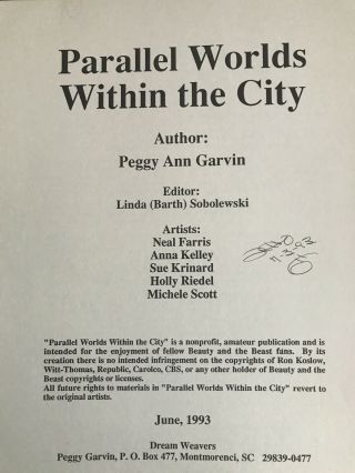 Beauty and the Beast TV Show Fanzine Parallel Worlds Within The City 3