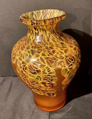 Wow Vintage Large Murano Cased Glass Vase Multi Color