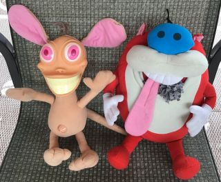 Vintage 1992 Ren And Stimpy Talking Pose - Able Dolls Nickelodeon 16 " Tall