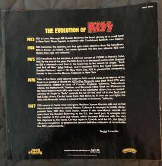 Kiss 1977 ALIVE II Insert Evolution of Kiss ASTOR Australia Variant Book Only 3