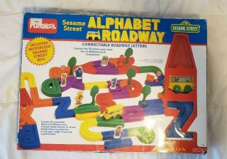 Vintage 1988 Playskool Sesame Street Alphabet Roadway W/ Bus & Characters