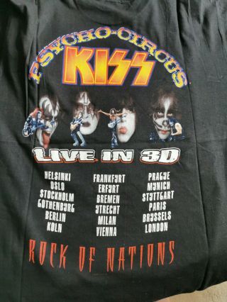 Kiss psycho circus Tour Tshirt,  gene Simmons size large,  3d glasses and ticket. 2