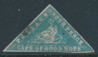 Sg 14a Cape Of Good Hope 4d Pale Grey Blue (woodblock) Fine Repaired Torn