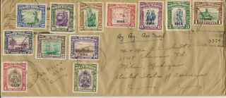 North Borneo 1945 Kgvi Bma Ovpt (12) Vals To $2 On Reg Cover To Usa