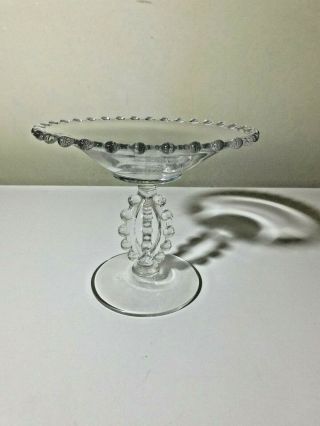 Imperial Crystal Candlewick 5 " Tri Stem Beaded Compote