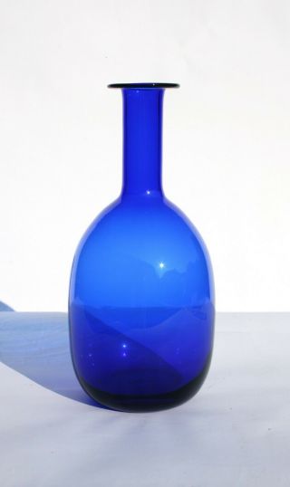 Vintage Mid - Century Modern Holmegaard Gulvase Style Danish Blue Art Glass Vase