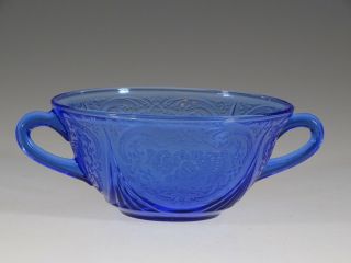 Vintage Hazel Atlas Glass Cobalt Blue Royal Lace Cream Soup Bowl C.  1935