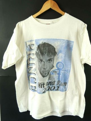 Rare Vintage White Double Sided 2001 Prince “hit ‘n’ Run” Prince T - Shirt Size Xl