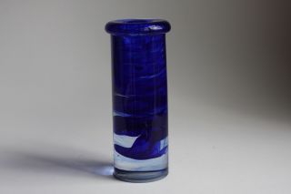 Scandinavian Glass Art Kosta Boda Blue Swirl Candleholder Design By Anna Ehrner