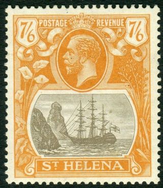 St Helena - 1922 - 37 7/6 Grey Brown & Yellow - Orange.  A Mounted Example Sg 111