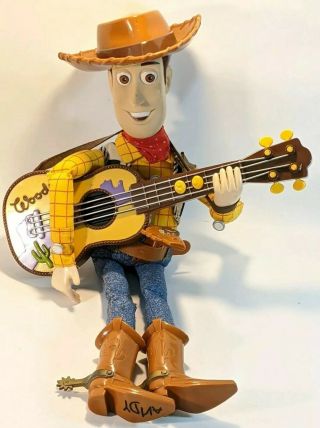 1999 Mattel Disney Toy Story 2 Strummin Singing Woody Doll 17 " Guitar/hat