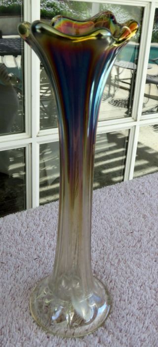 Imperial Morning Glory Smoke Carnival Glass Vase 8.  5 " (2.  5 " Base) C1920s - Pretty