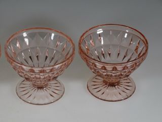 Set of 4 Deco Jeannette Glass Company Pink Windsor Sherbet Dishes c.  1935 3