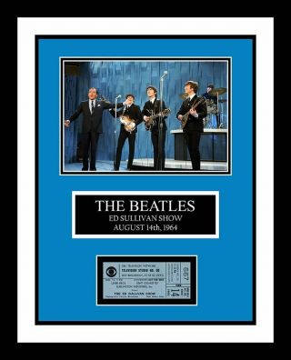 1964 Beatles Ed Sullivan Show Tv Ticket & Photo Display Ready To Frame