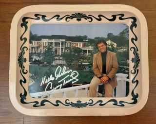 Vintage Metal Serving Tray Conway Twitty City,  6 1/2”x 8”,  Signed “hello Darlin”