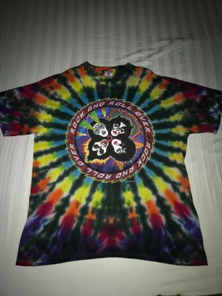 Kiss Rare Rock And Roll Over Tye Dye T - Shirt X - L.