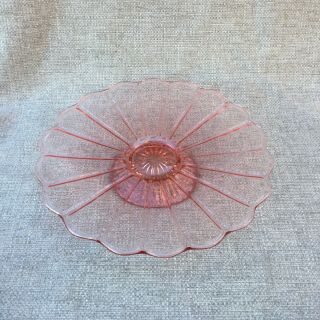 Vintage Pink Depression Glass Footed Cake Plate Petal Pattern