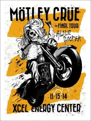 Mötley Crüe Limited Edition Screen Printed Poster Final Tour St.  Paul The Dirt