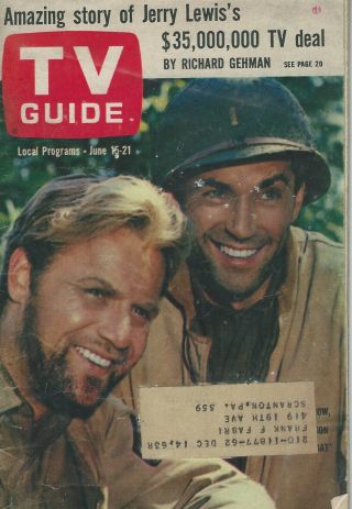 Vintage - Tv Guide June 15 - 1963 Vic Morrow And Rick Jason Cover V.  G.